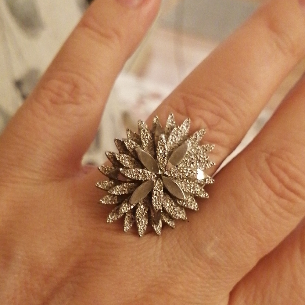 Brutalist Style Unisex Vintage Silver Tone OS Ring Ring